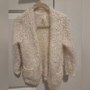 Cozy Fuzzy Open-Front Cardigan Sweater - Cream- Kids - 3-4 T